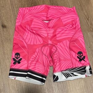 Betty Designs Pink Gingko Women's Bike Triathlon Shorts Medium